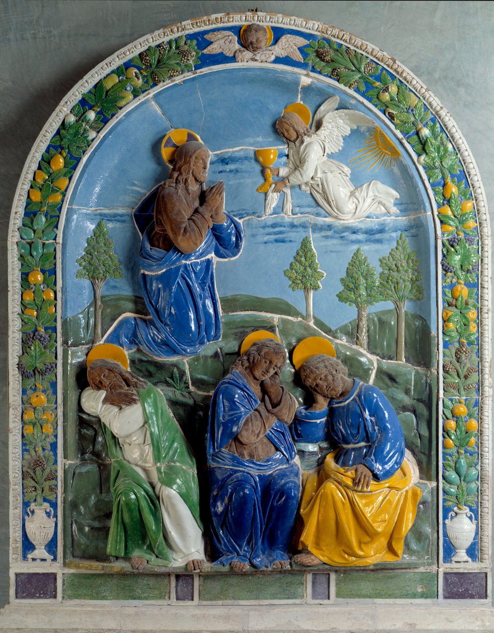 Kristus Öljymäellä Keramiikkaa maalasi ja lakkasi Luca della Robbia (1400-1482) 1400-luku. Pariisi, Louvre-museo tekijältä Luca Della Robbia