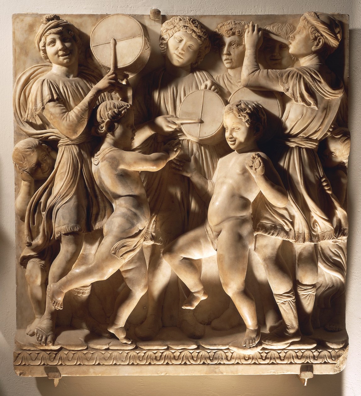 Ylistä häntä timpanossa (Psalmi 150, Kiittäkää Herraa), paneeli rumpaleiden kanssa tekijältä Luca Della Robbia
