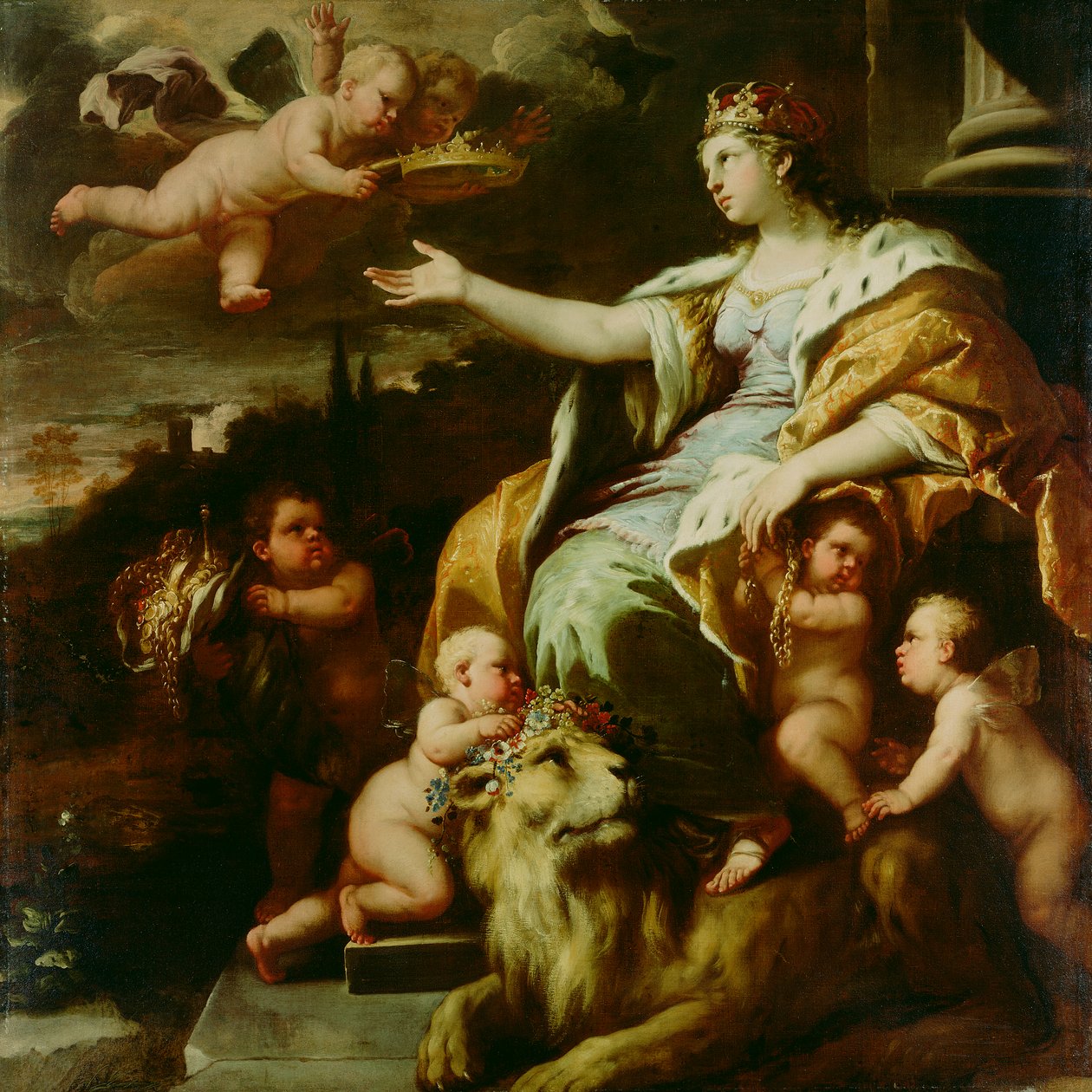 Allegory of Magnanimity, n. 1670 (öljy kankaalle) tekijältä Luca Giordano