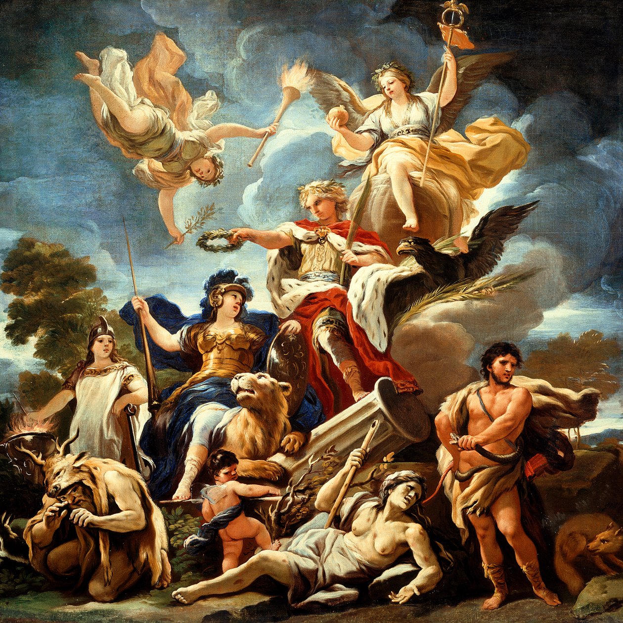 Allegoria linnoitukselle, Luca Giordano, öljy kankaalle tekijältä Luca Giordano