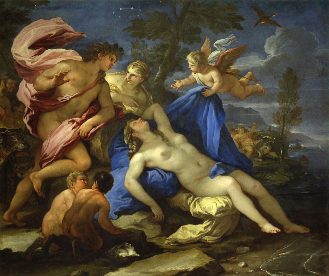 Theseuksen hylkäämä Ariadne Naxoksella, noin 1675-1680. tekijältä Luca Giordano