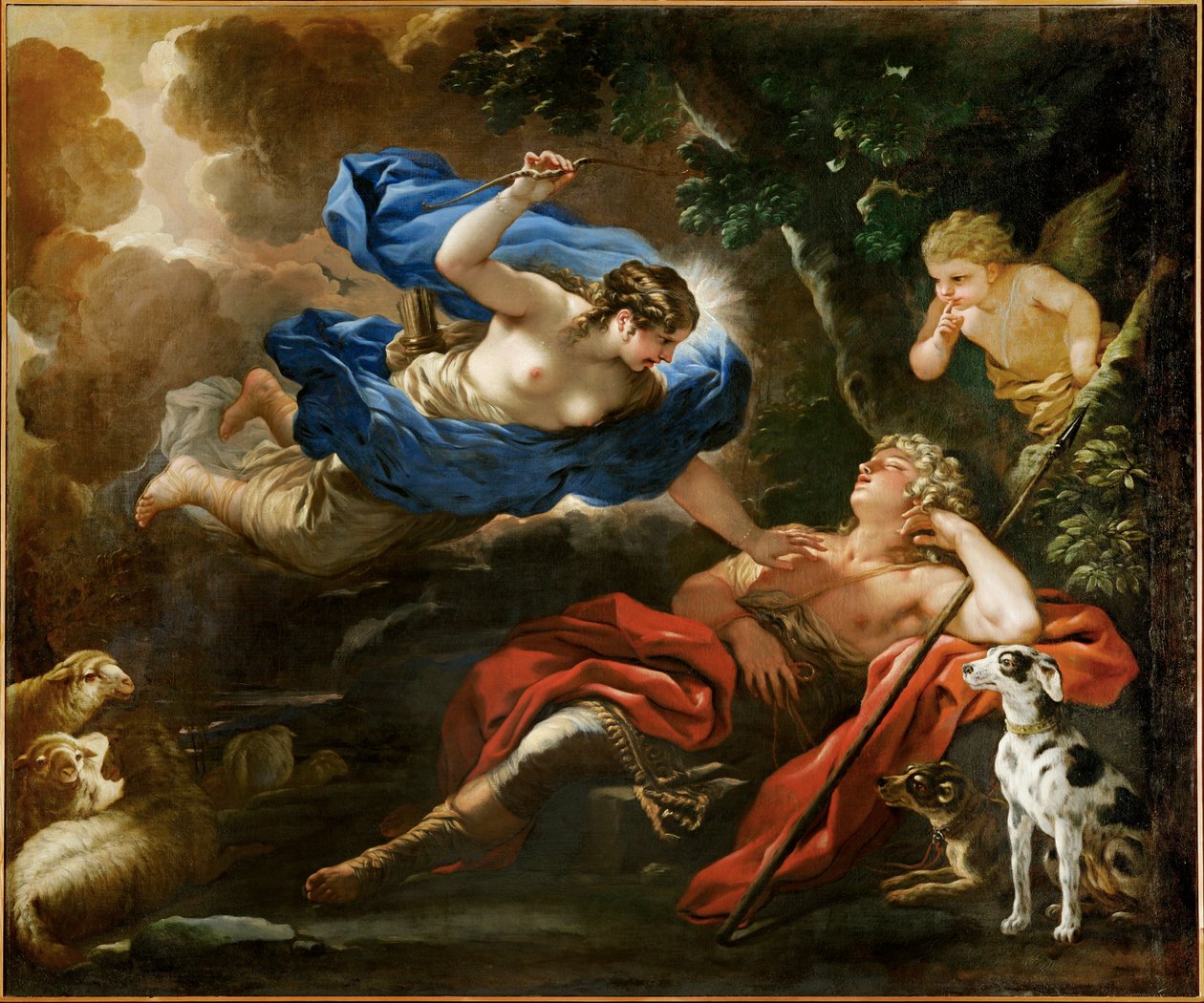 Diana ja Endymion (maalaus kankaalle) tekijältä Luca Giordano