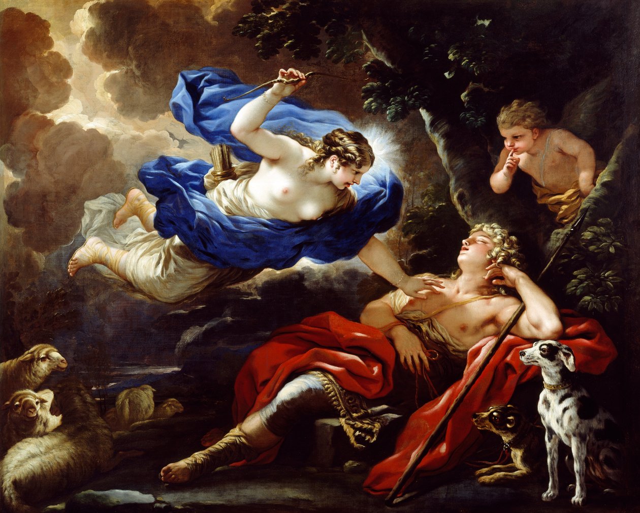 Diana ja Endymion, Luca Giordano, öljy kankaalle tekijältä Luca Giordano