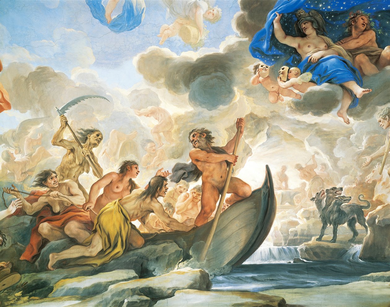 Charonin hahmo, yksityiskohta Luca Giordanon (1634-1705) freskosta tekijältä Luca Giordano