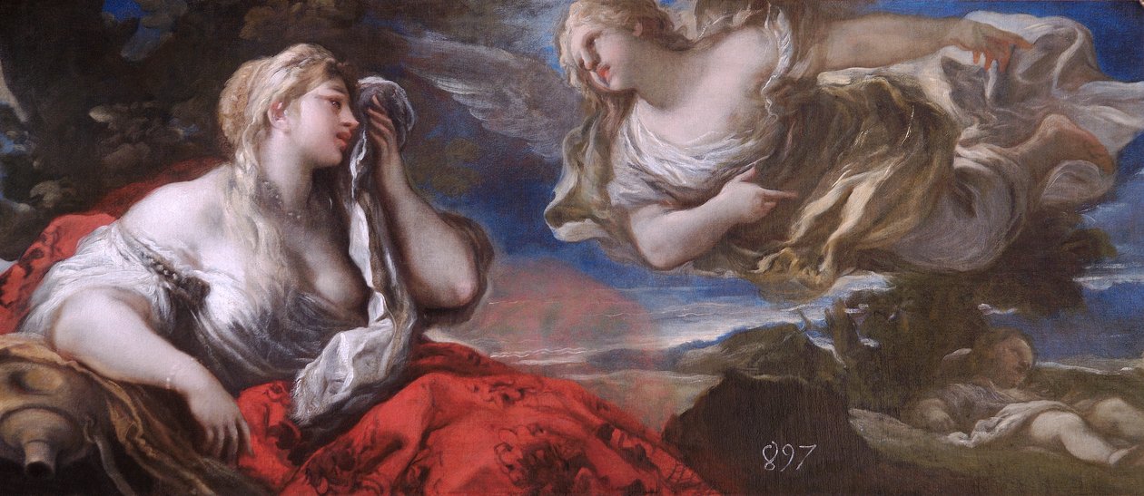 Hagar ja Ismael autiomaassa n. 1696 (öljy kankaalle) tekijältä Luca Giordano