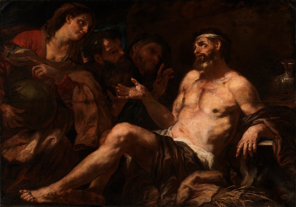Job ja hänen lohduttajansa tekijältä Luca Giordano
