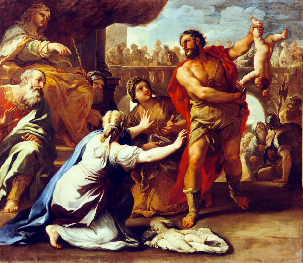 Salomon tuomio (öljy kankaalle) tekijältä Luca Giordano