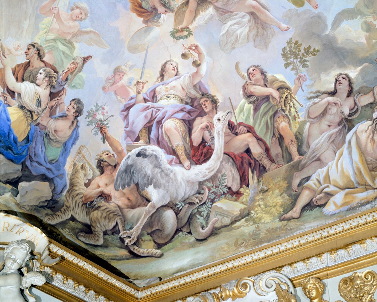 Oikeus, yksityiskohta freskosarjasta Luca Giordanon (1634-1705) Hall of Mirrorsissa, fresko, Palazzo Medici Riccardi, Firenze tekijältä Luca Giordano