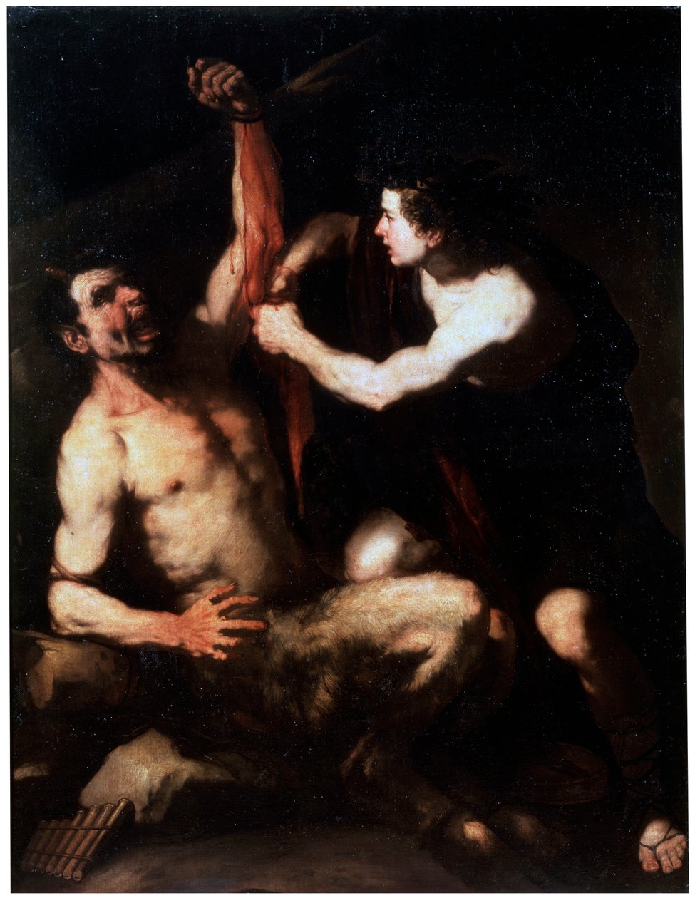 Marsyas ja Apollo, 1650-luvun alku tekijältä Luca Giordano