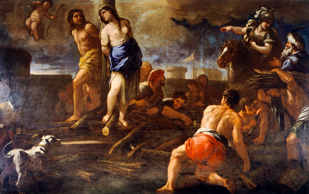 Luca Giordanon (1632-1705) Olindo ja Sophronia, öljy kankaalle tekijältä Luca Giordano