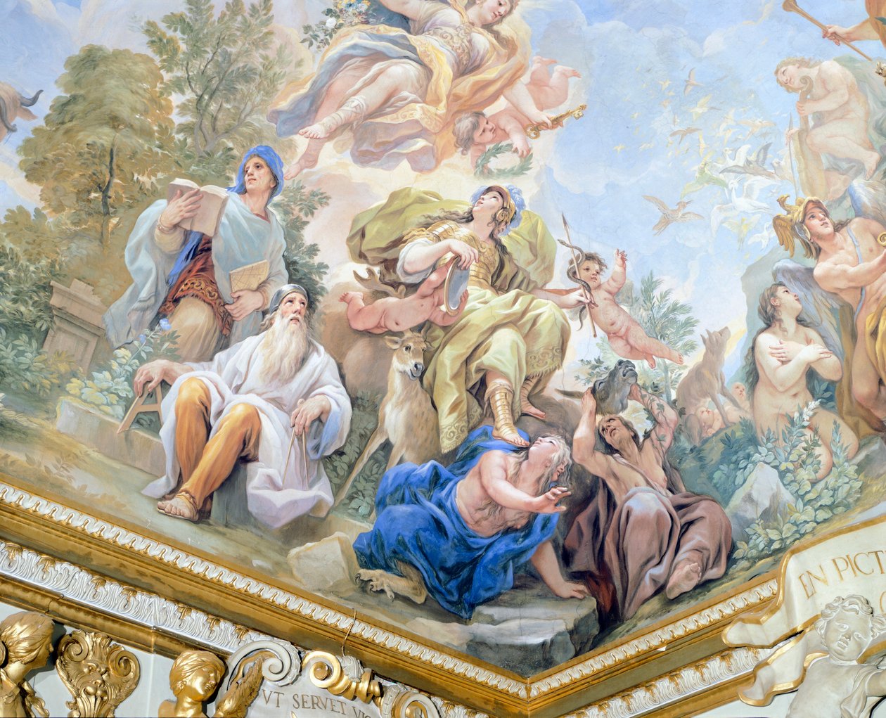 Varovaisuus, yksityiskohta freskosarjasta Luca Giordanon (1634-1705) Hall of Mirrorsissa, fresko, Palazzo Medici Riccardi, Firenze tekijältä Luca Giordano