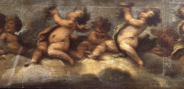 Putti disporting (paperi kankaalle) (yksityiskohta keskeltä) (ks. myös 67087-89) tekijältä Luca Giordano