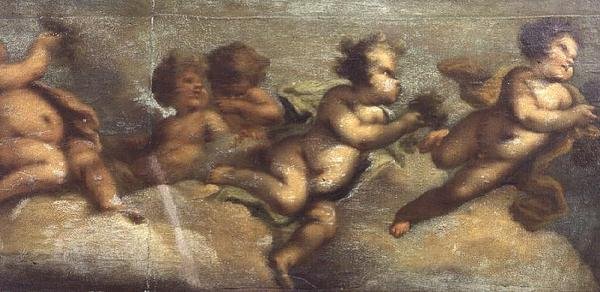 Putti disporting (paperi kankaalle) (vasen yksityiskohta) (katso myös 67087-90) tekijältä Luca Giordano