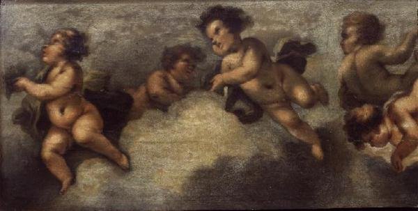 Putti disporting (paperi kankaalle) (vasen yksityiskohta) (katso myös 67091-94) tekijältä Luca Giordano