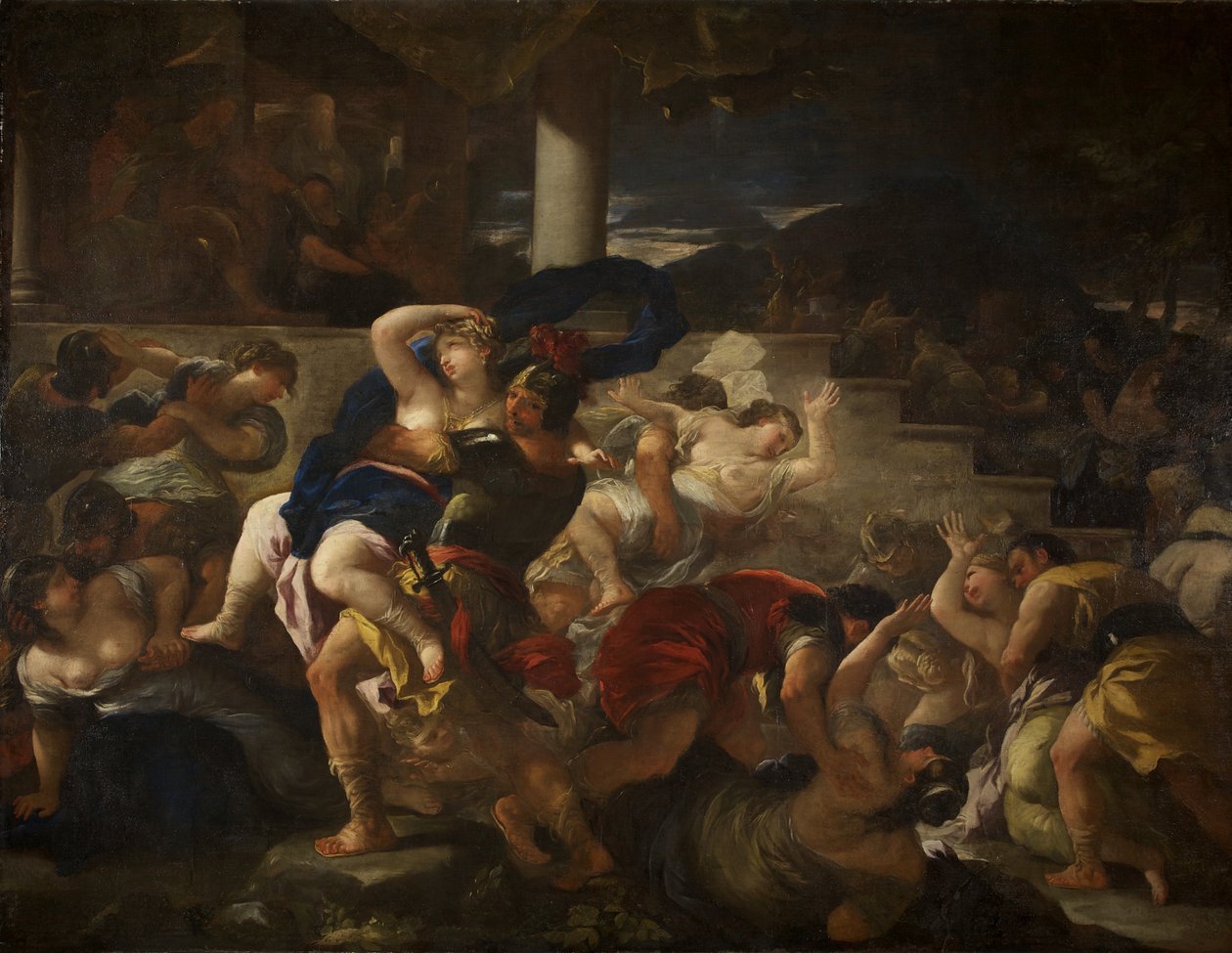 Rape of the Sabine Women, n.1675 (öljy kankaalle) tekijältä Luca Giordano