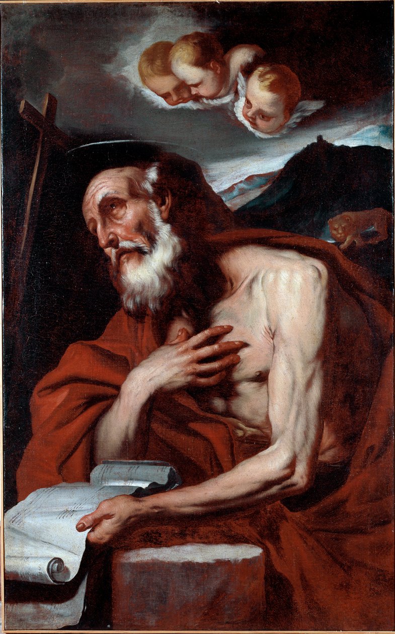 Luca Giordanon Pyhän Hieromuksen maalauksen esitys tekijältä Luca Giordano