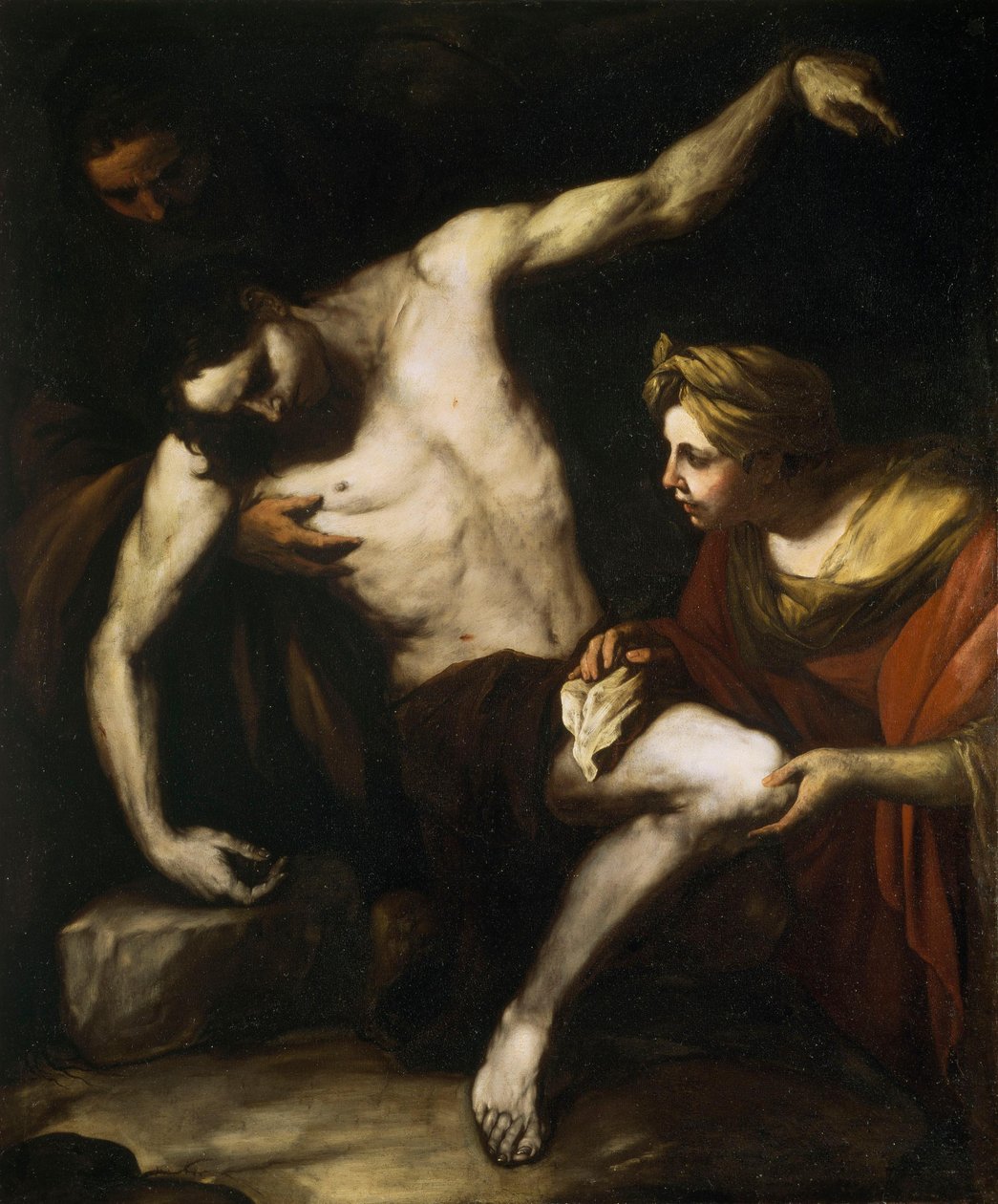 Pyhä Irene hoitaa pyhää Sebastiania tekijältä Luca Giordano
