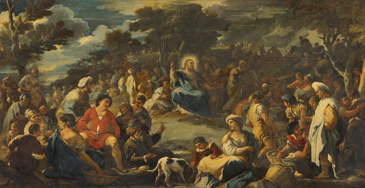 Kymmenentuhannen ruokkiminen (Ihmeellinen leipien lisääminen) tekijältä Luca Giordano