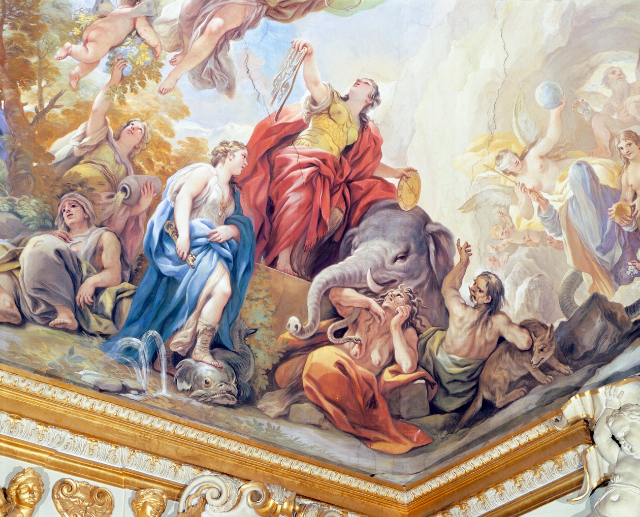 Raittius, Luca Giordanon (1634-1705) Peilihallin freskosarjan yksityiskohta, fresko, Palazzo Medici Riccardi, Firenze tekijältä Luca Giordano