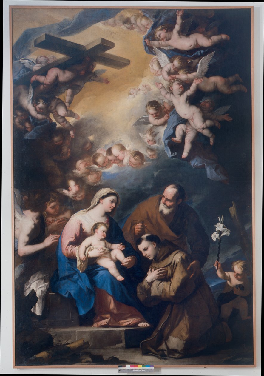 Pyhän Anthony Padovalaisen kunnioittama pyhä perhe tekijältä Luca Giordano