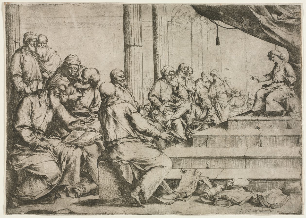 Nuori Kristus opetus temppelissä tekijältä Luca Giordano