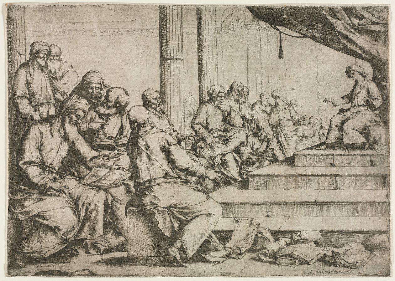 Nuori Kristus opetus temppelissä, n. 1653. tekijältä Luca Giordano