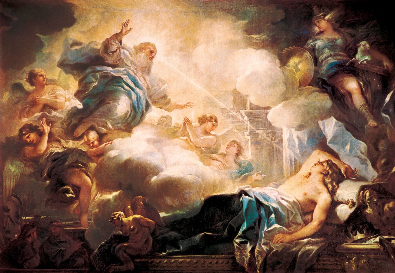 Kuningas Salomonin unelma, n. 1693 (öljy kankaalle) tekijältä Luca Giordano