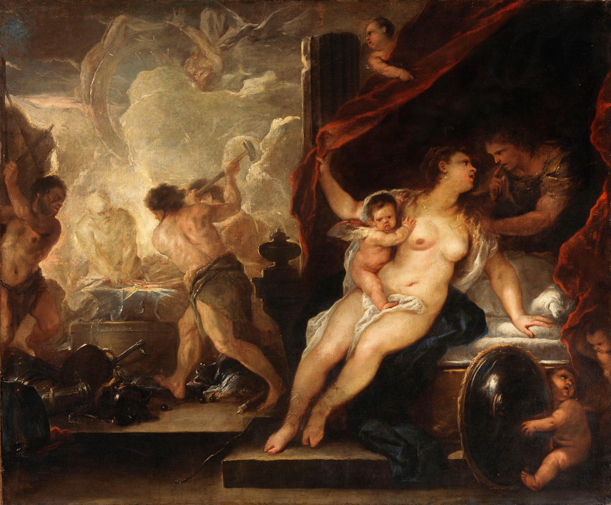 Venus, Mars und die Schmiede des Vulkan tekijältä Luca Giordano