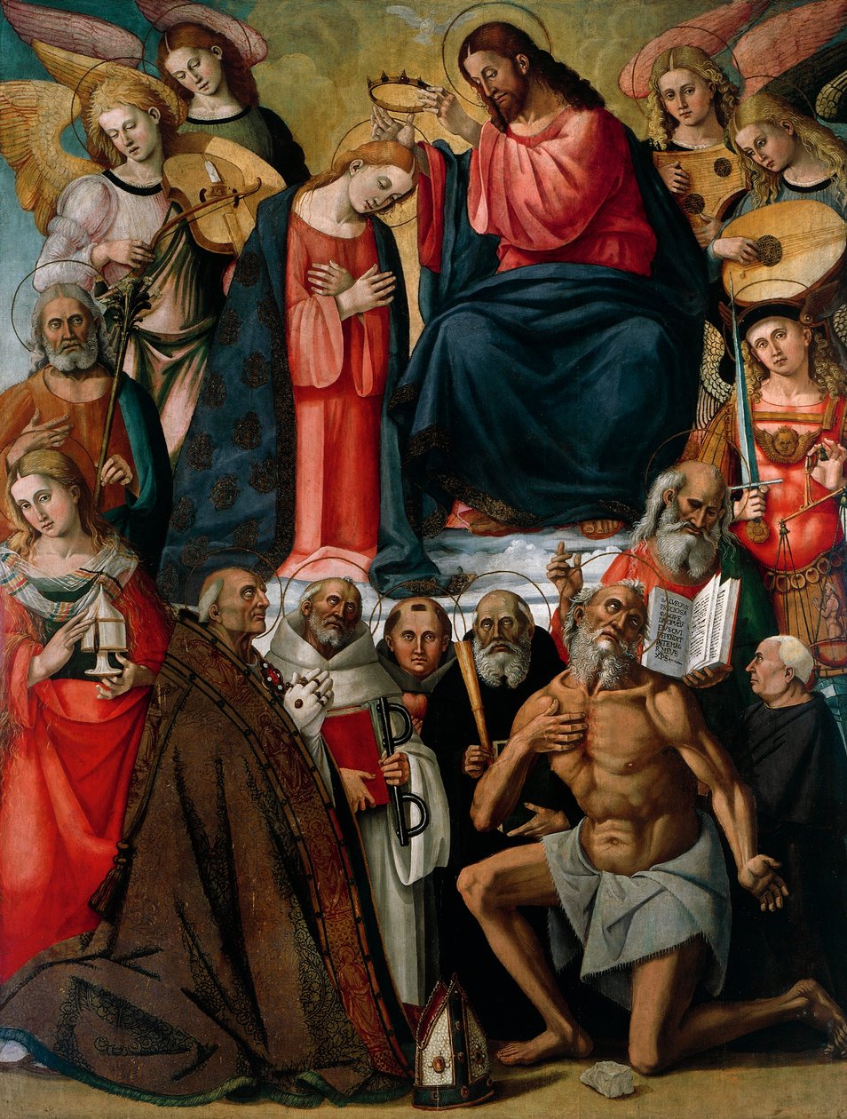 Luca Signorelli (noin 1445-1523) ja hänen avustajansa, Pyhän Martinin ja Leonardin kollegiaalinen kirkko, Foiano della Chiana, Arezzo tekijältä Luca Signorelli