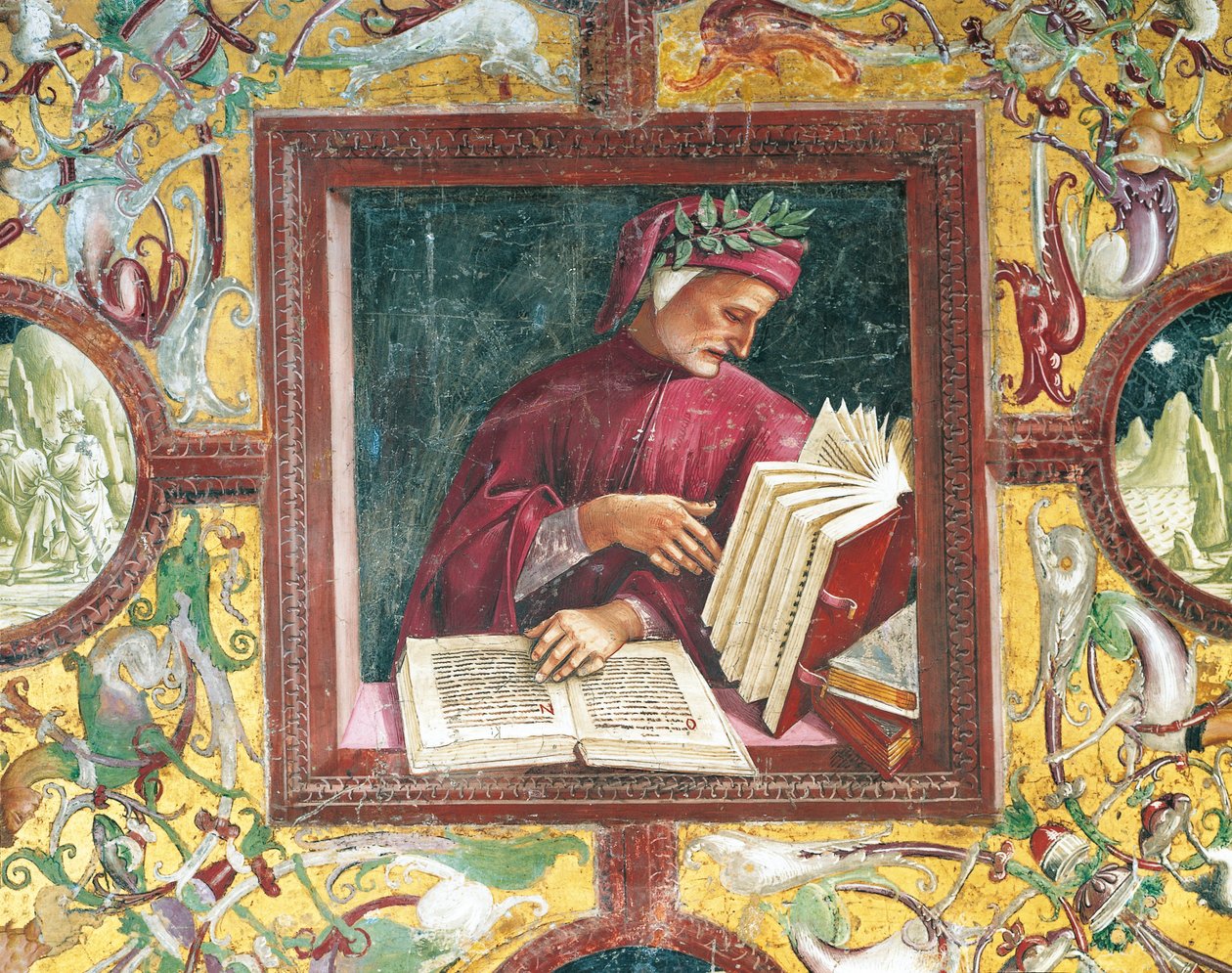 Italia, Umbrian alue, Orvieto, Katedraali, Madonna di San Brizion kappeli, Luca Signorellin Dante Alighierin muotokuva, fresko tekijältä Luca Signorelli