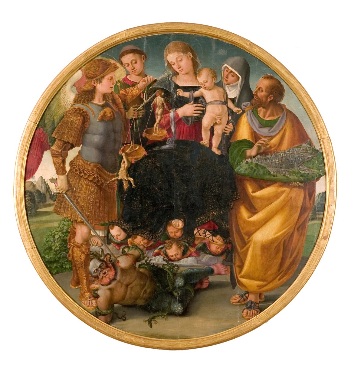 Madonna ja lapsi pyhien Tondo Signorellin välillä, 1510-1515. tekijältä Luca Signorelli
