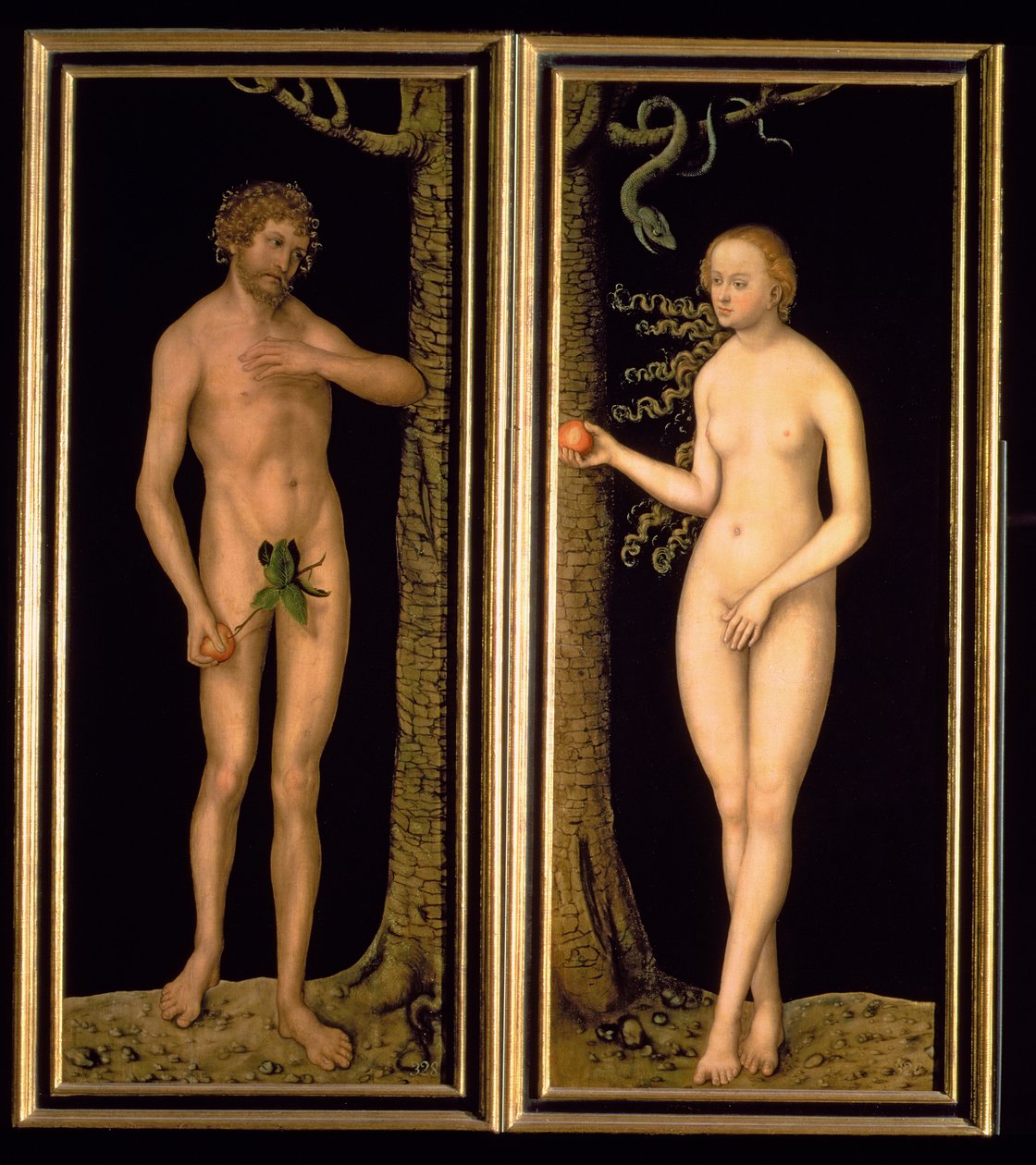 Aatami ja Eeva, 1537 (paneeli) tekijältä Lucas Cranach the Elder