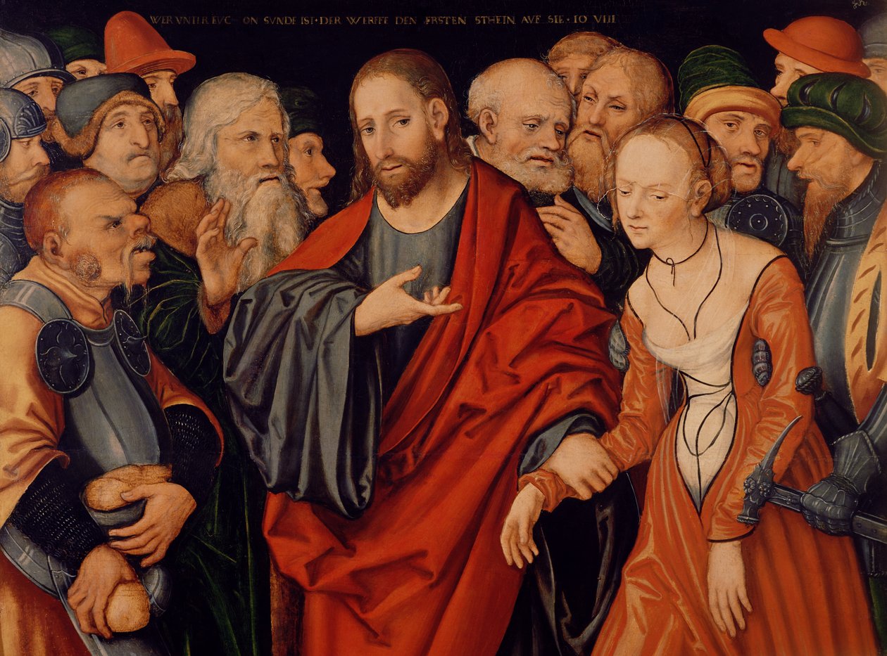 Kristus ja nainen vangittu aviorikoksesta tekijältä Lucas Cranach the Elder