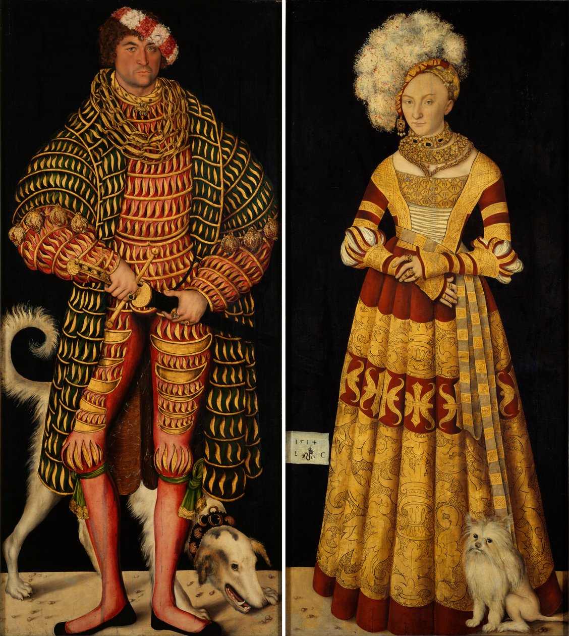 Kaksoismuotokuva herttua Henrik Hurskaasta ja vaimosta, herttuatar Katariina Mecklenburgin herttuattaresta. tekijältä Lucas Cranach the Elder