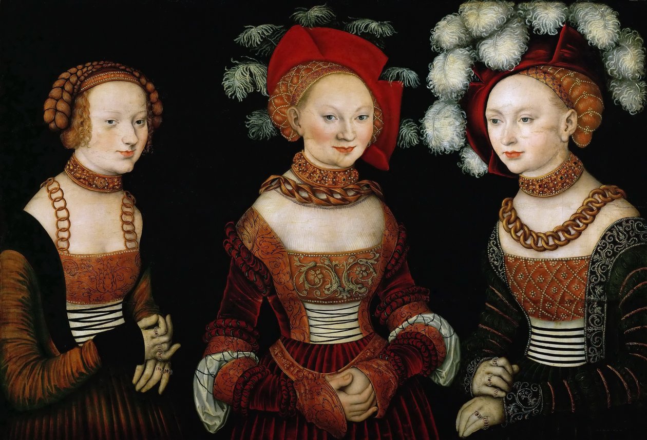 Saksin prinsessat Sibylla, Emilia ja Sidonia tekijältä Lucas Cranach the Elder