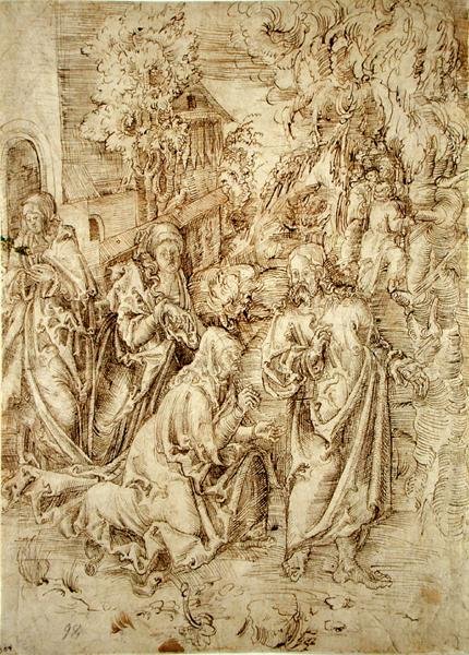 Kristus jättää äitinsä (kynä ja muste paperille) tekijältä Lucas Cranach the Elder