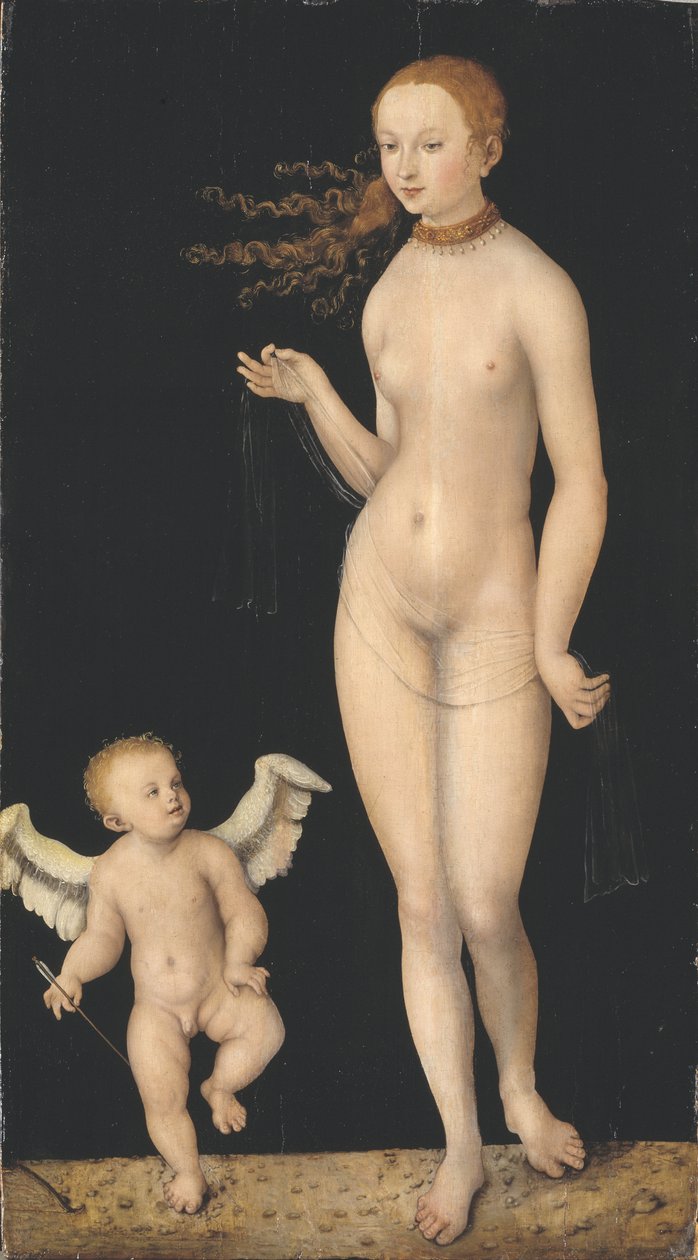 Venus ja Amor, n. 1520-25 tekijältä Lucas Cranach the Elder