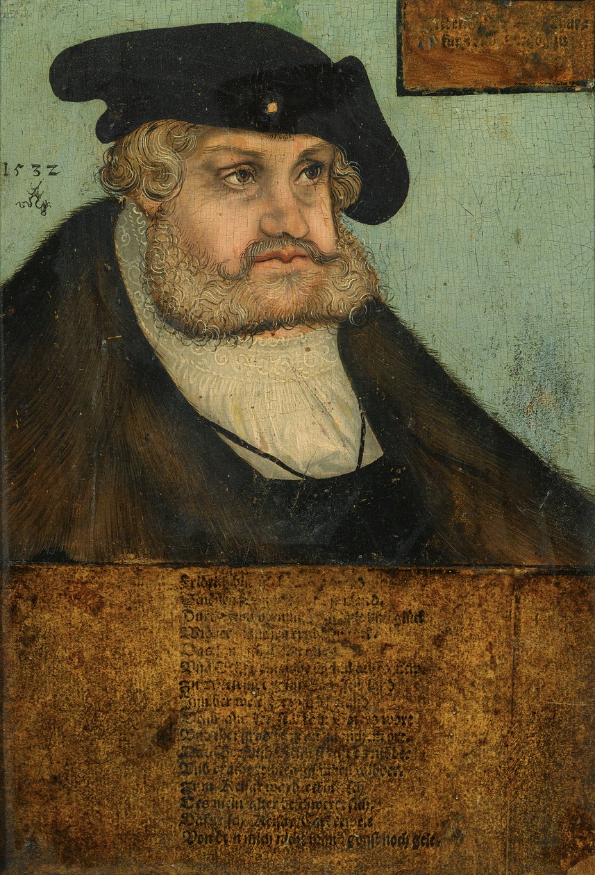 Muotokuva Saksin vaaliruhtinas Fredrik III:sta (Fredrik Viisas) (1463-1525). tekijältä Lucas Cranach the Elder