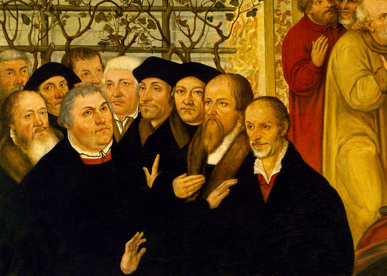 Meienburgin pormestarin epitafi, jossa näkyy uskonpuhdistajien ryhmä Martin Lutherin kanssa tekijältä Lucas Cranach the Younger