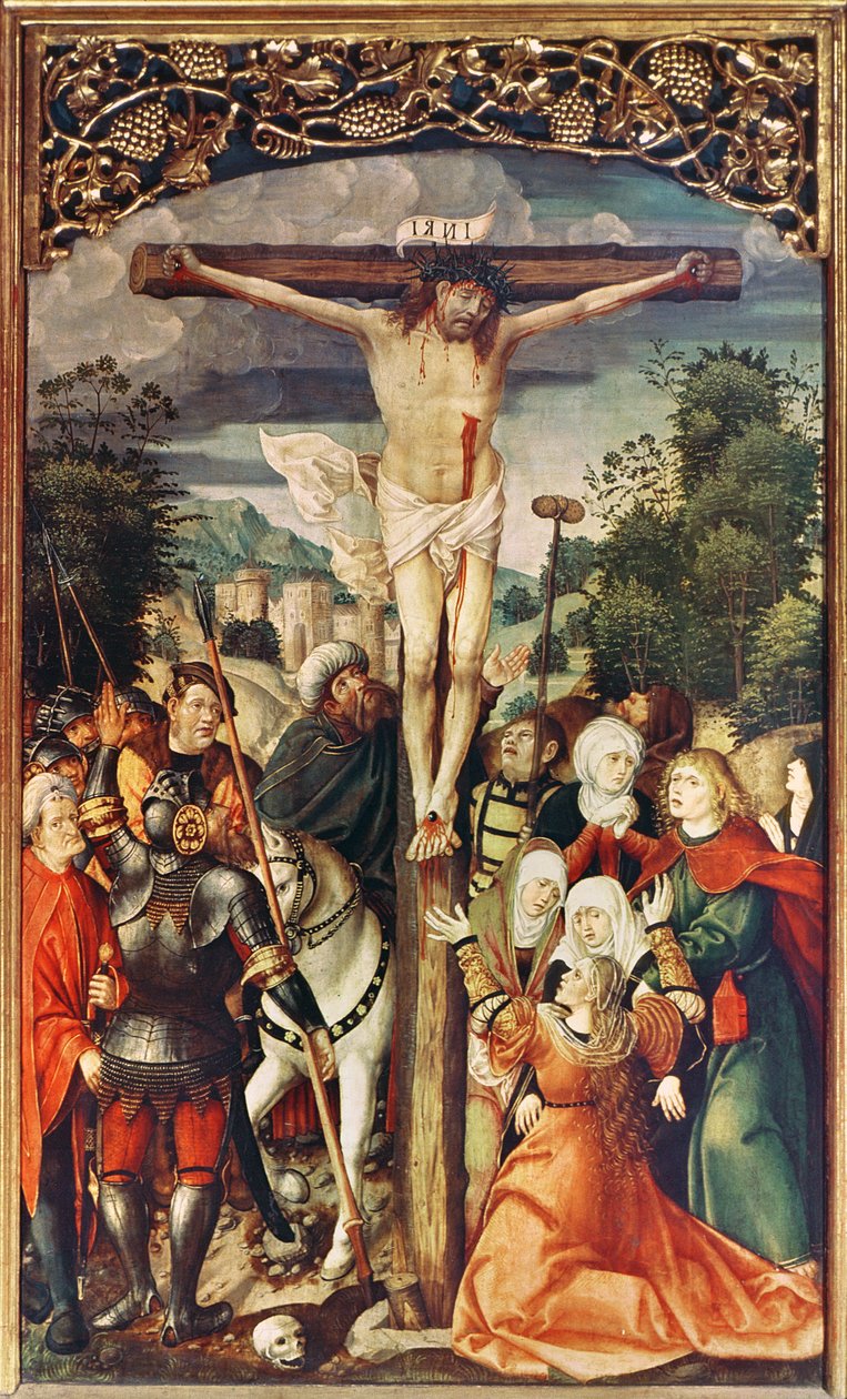 Alttaritaulu, joka esittää Kristuksen elämää, yksityiskohta ristiinnaulitsemisesta, 1508-17 tekijältä Lucas Cranach the Elder
