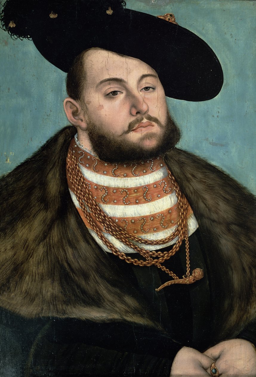 Muotokuva John Frederick Suuresta (1503-54) Saksin Ernestinuksen vaaliruhtinas, 1531 tekijältä Lucas Cranach the Elder