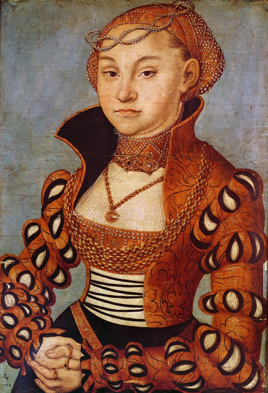 Muotokuva aatelisesta saksalaisesta naisesta, 1534 (öljy puulle) tekijältä Lucas Cranach the Elder