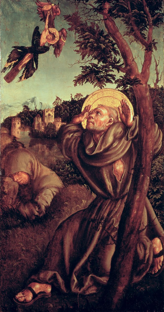 Pyhä Fransiskus vastaanottamassa Stigmataa tekijältä Lucas Cranach the Elder