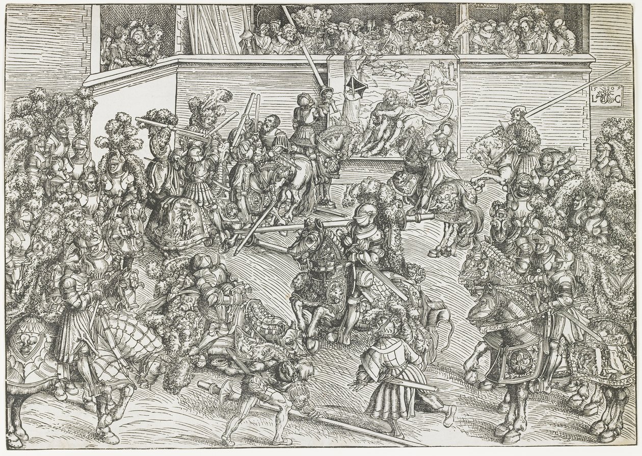 Toinen turnaus Simsonin ja leijonan kuvakudoksella, 1509 tekijältä Lucas Cranach the Elder
