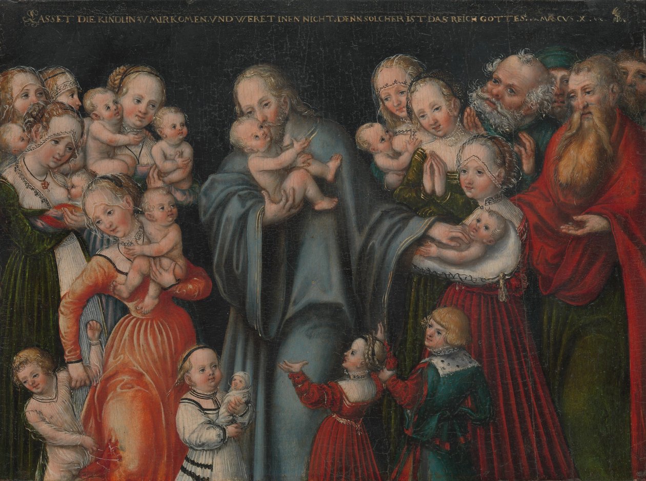Kristus siunaa lapsia, n. 1545-1550 tekijältä Lucas the Younger Cranach