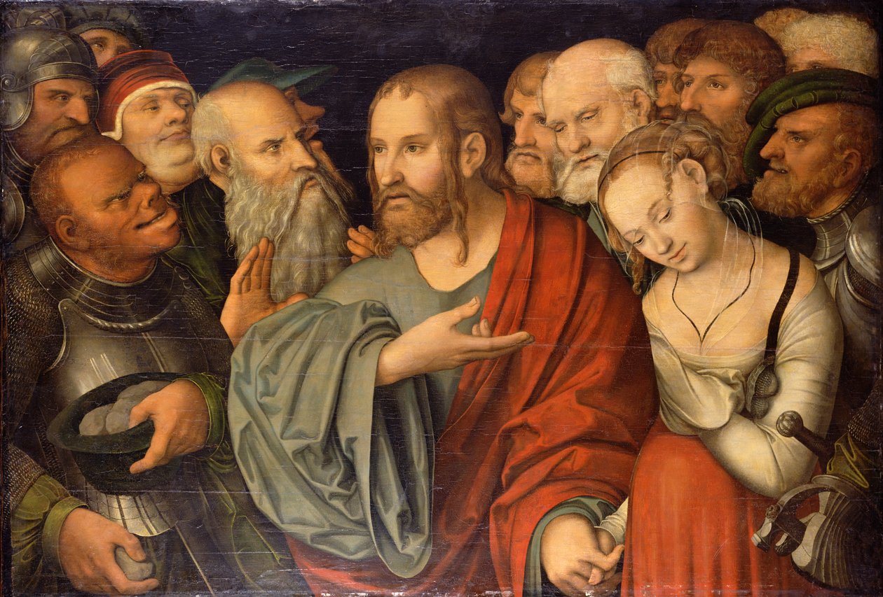 Kristus ja nainen vangittu aviorikoksesta tekijältä Lucas Cranach the Younger