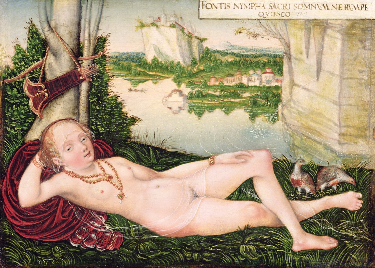 Naiad lepäämässä tekijältä Lucas the Younger studio of Cranach