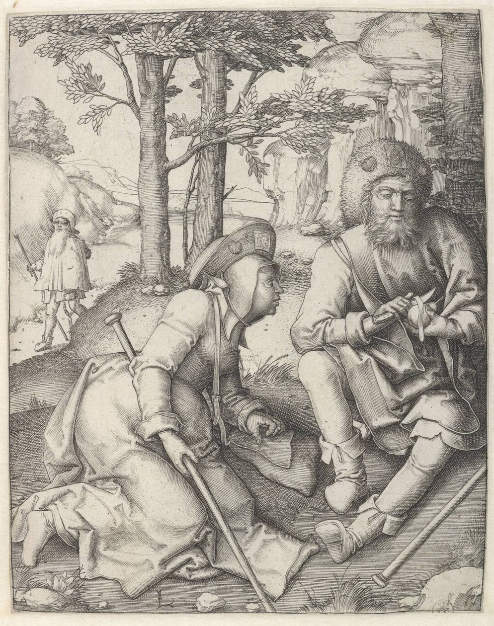 Lepäävät pyhiinvaeltajat tekijältä Lucas van Leyden