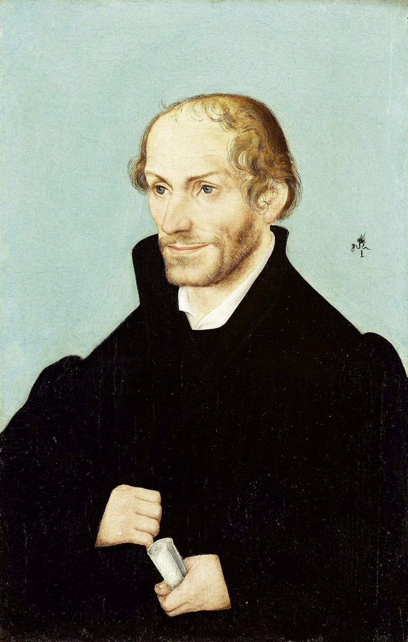 Philipp Melanchthon, uskonpuhdistuksen johtava henkilö tekijältä Lucas Cranach (I) (workshop of)