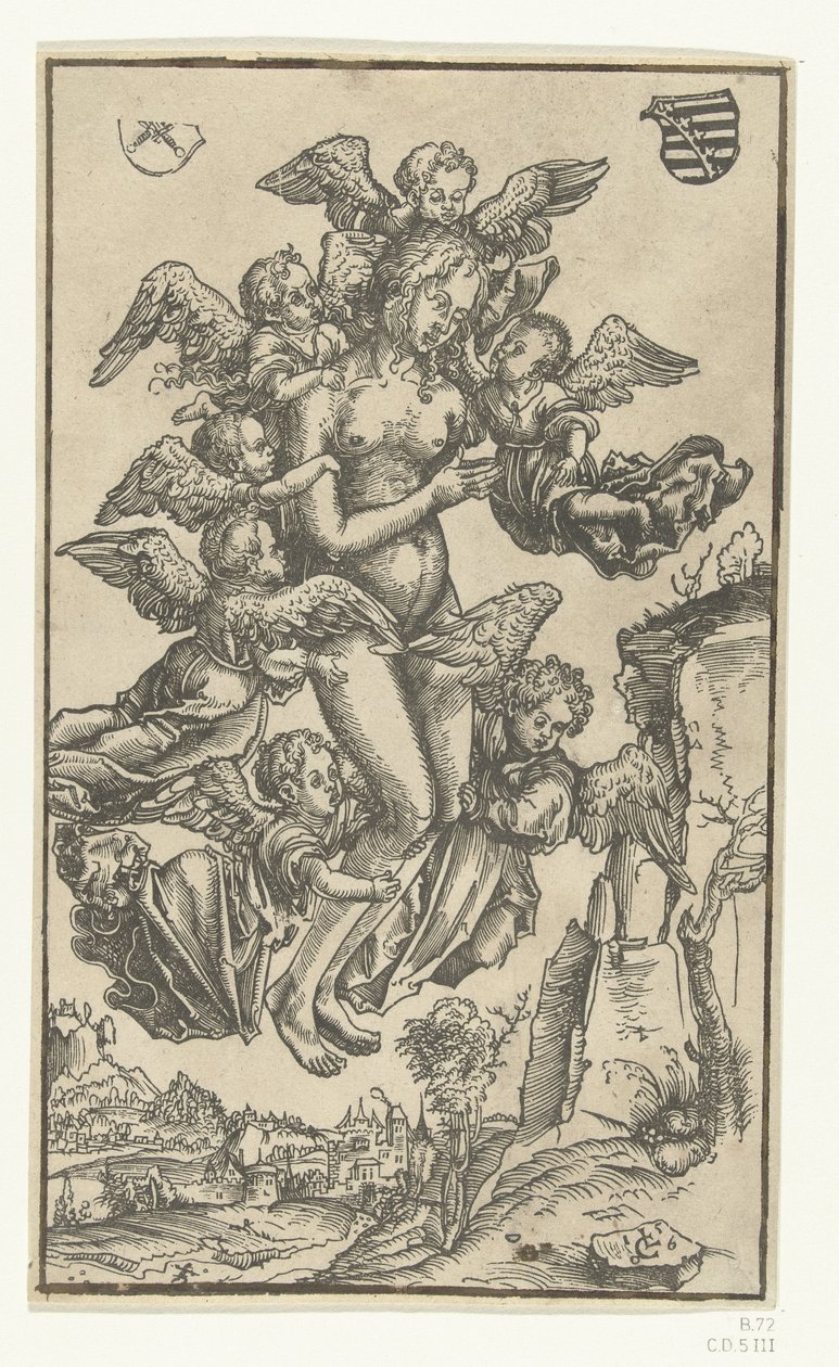 Maria Magdaleenan taivaaseenastuminen tekijältä Lucas Cranach